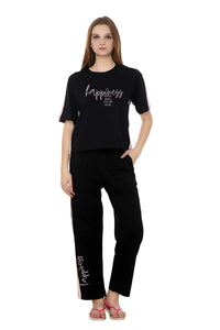 Black With Lavender Side Strip Nightwear MX_CSS04