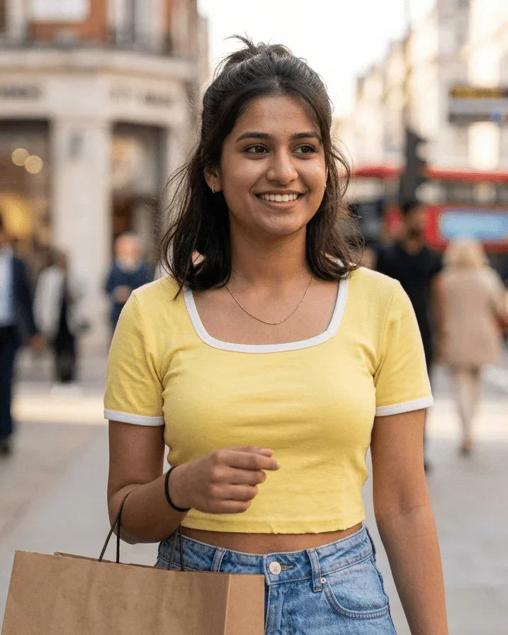 Square Neck Crop Top | 100% Cotton Fit Top | Miazi