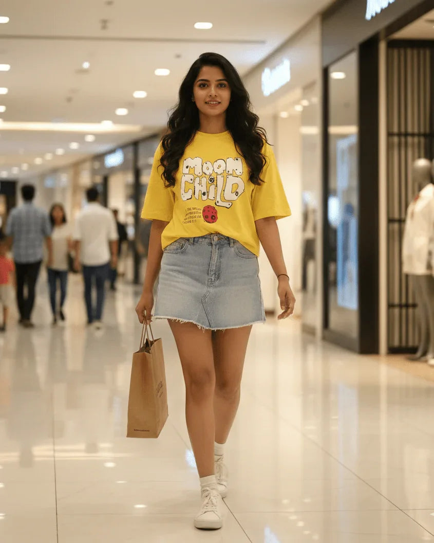 Moonchild T-Shirt | Women Premium Oversized Cotton Women  T-Shirts | Miazi