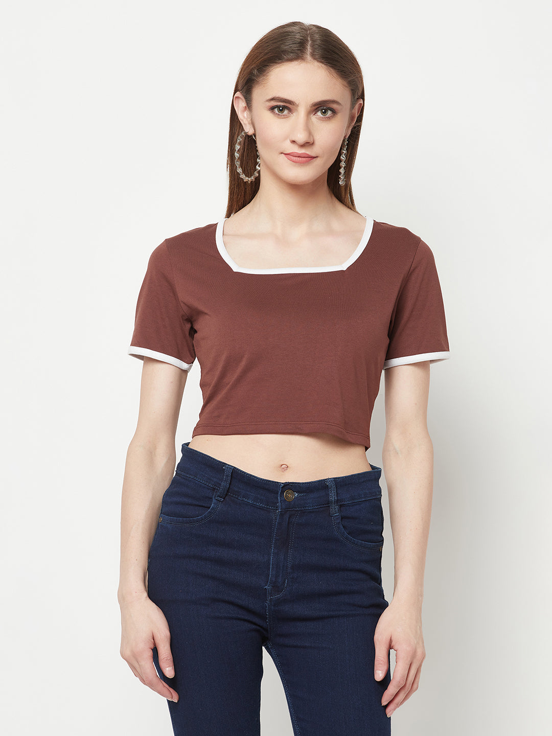 Brown Square Crop Top