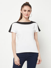 White Boat Neck T-shirt