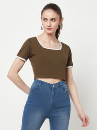 Olive Square Neck Crop Top