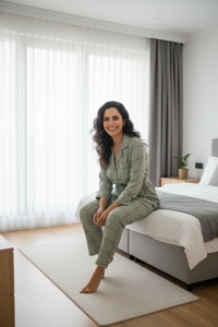 Women Check Nightwear With Belt | Men Premium Cotton Nightwear | Miazi