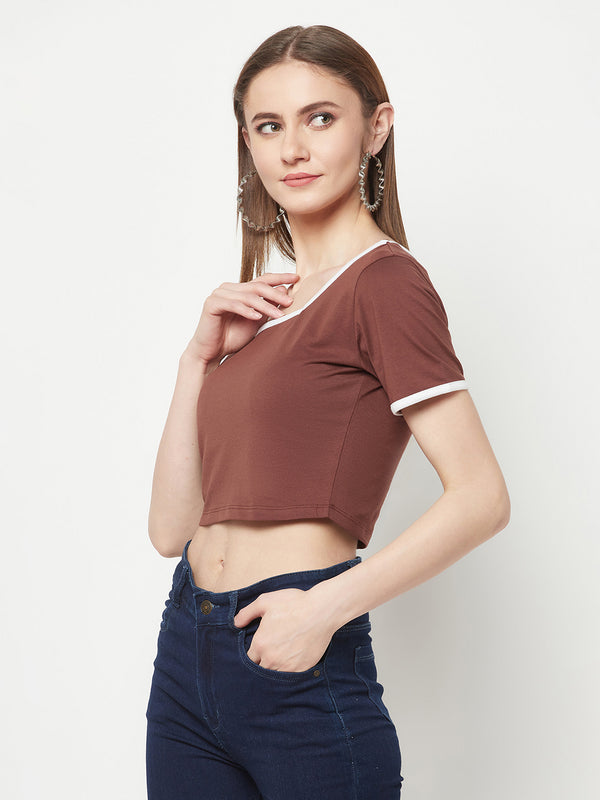 Brown Square Crop Top