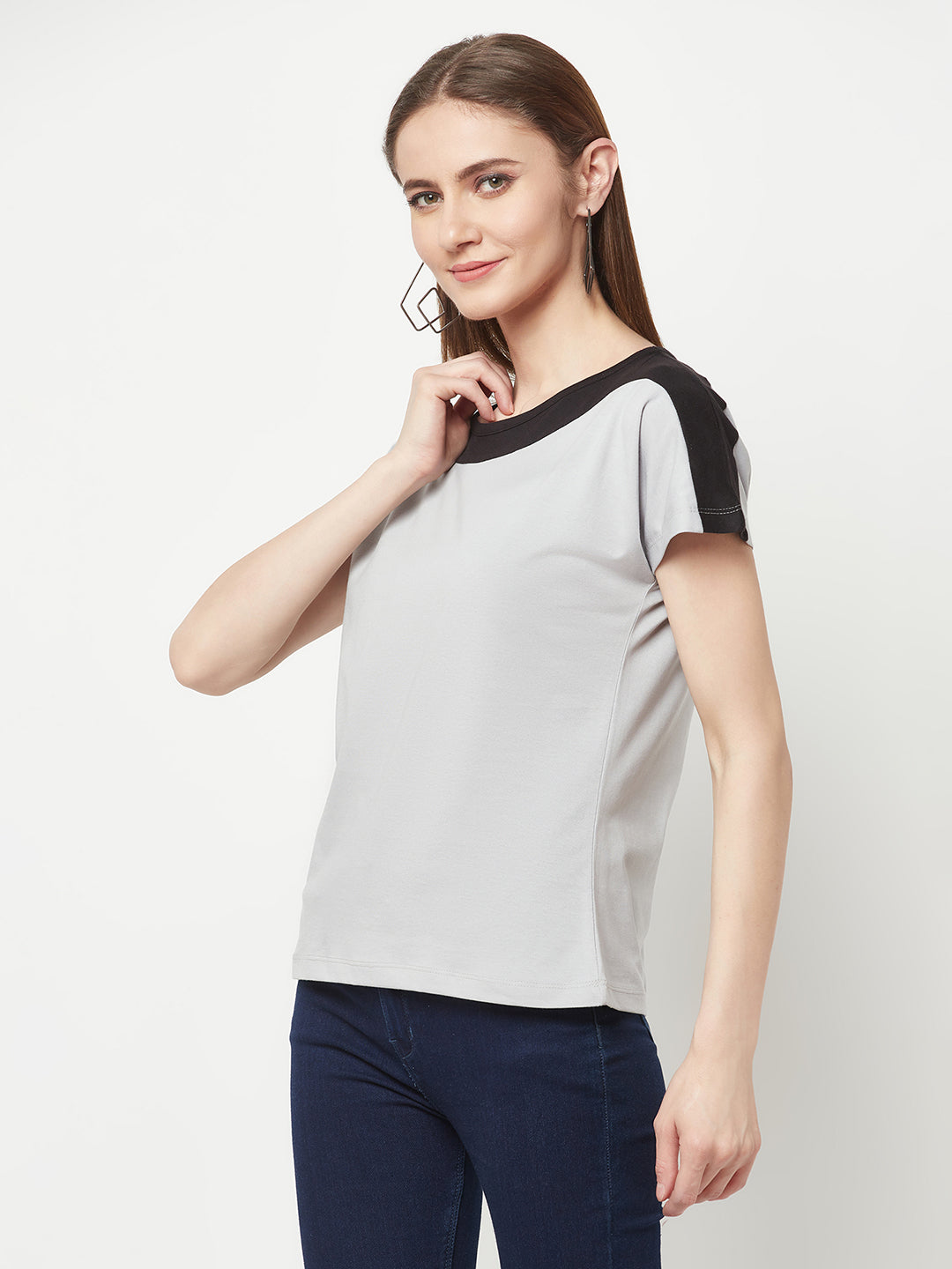 Grey Boat Neck T-shirt