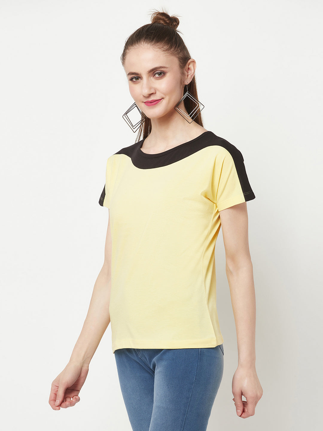 Yellow Boat Neck T-shirt