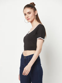 Black Square Neck Crop Top