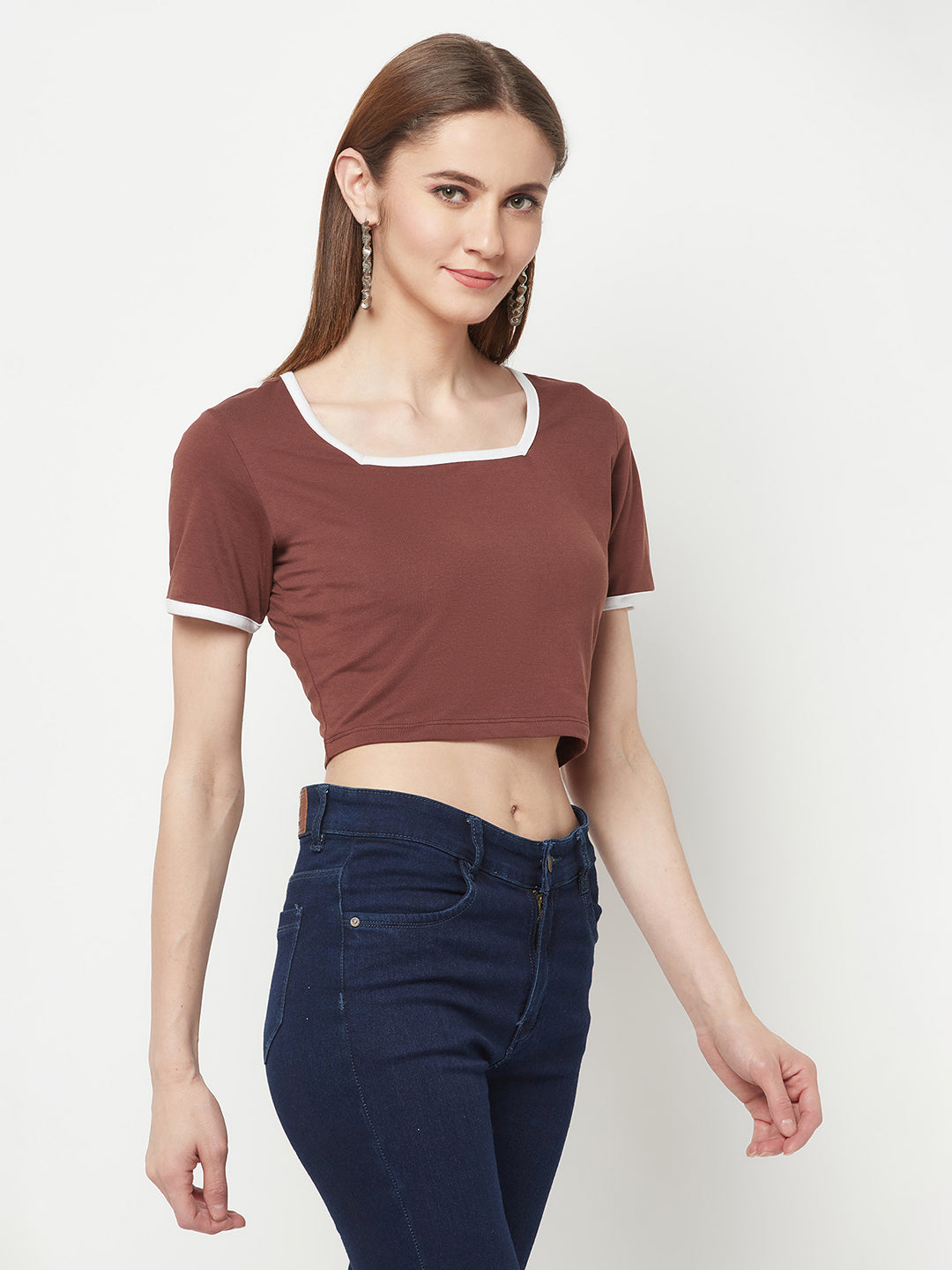 Brown Square Crop Top