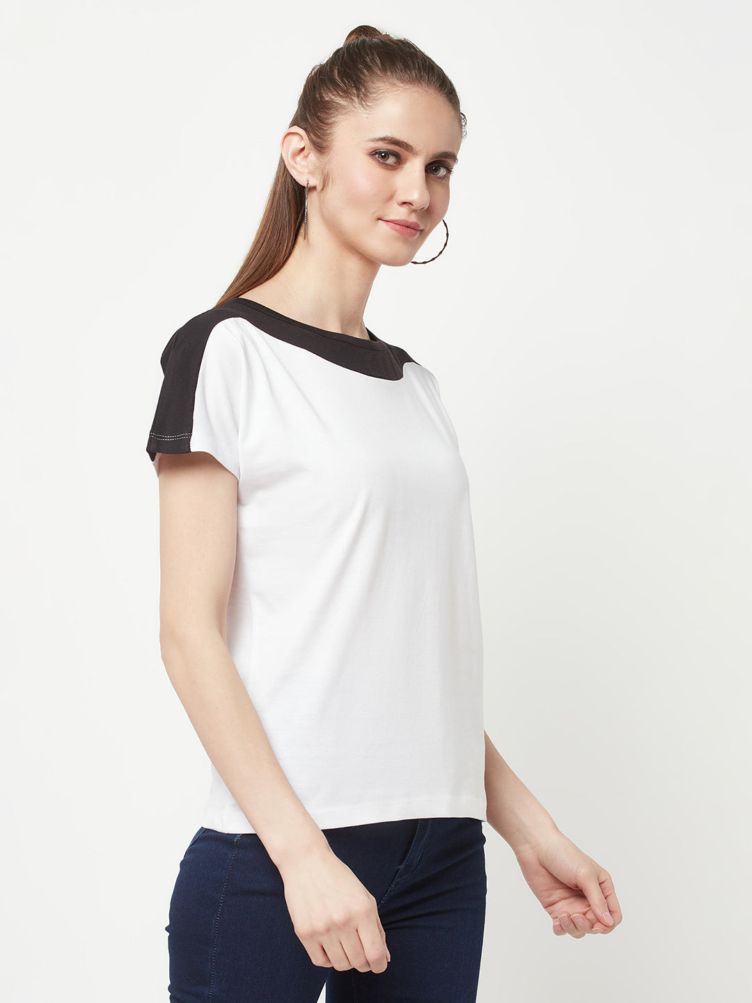 White Boat Neck T-shirt