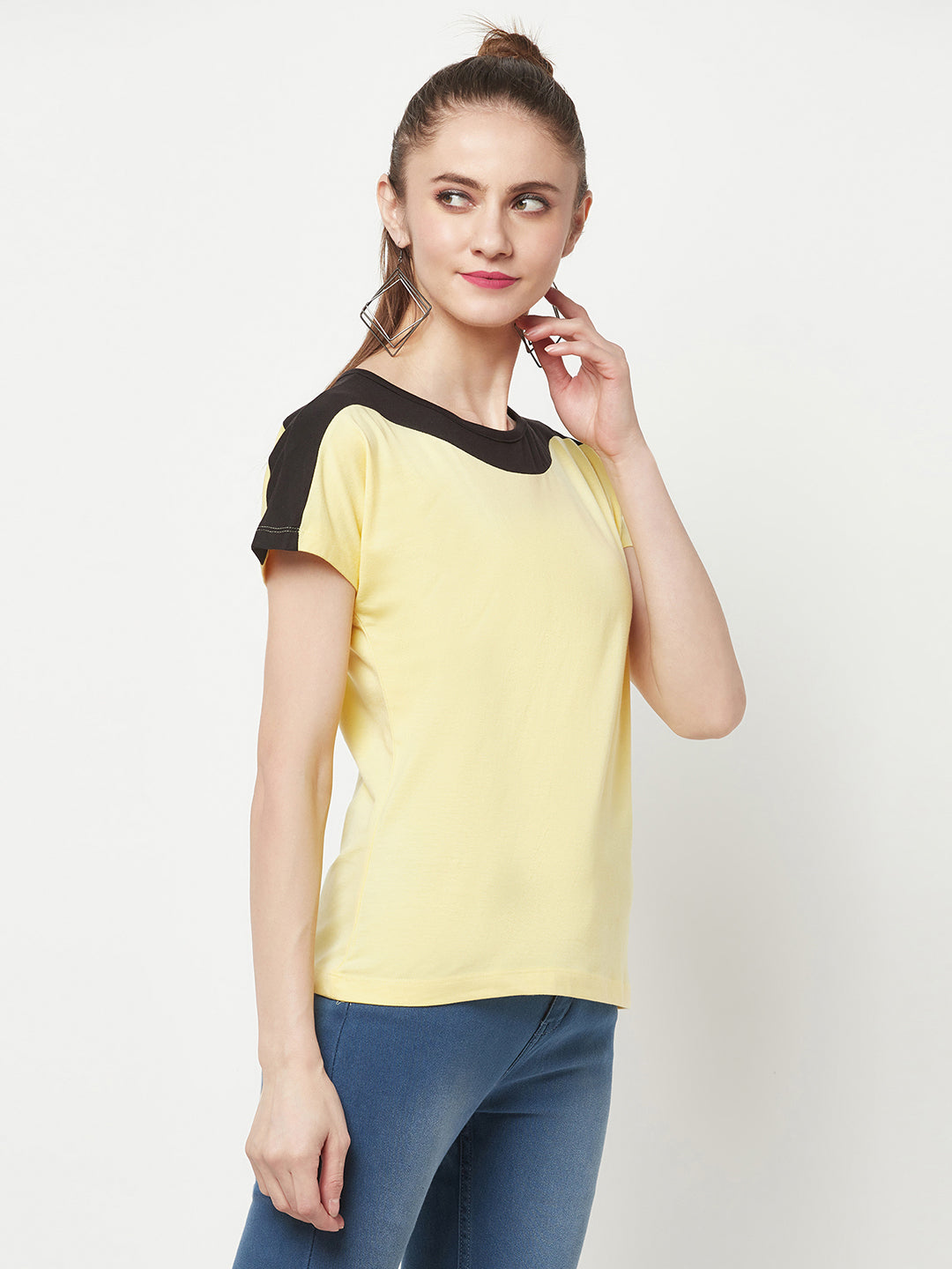 Yellow Boat Neck T-shirt