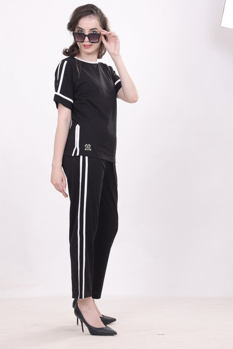 Black With Twin Striped Nightwear MX_CSS21