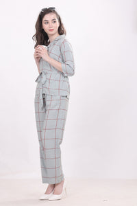 WOMEN CHECK NIGHTWEAR WITH BELT