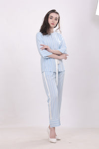 Powder Blue Cotton with satin detailing Nightwear