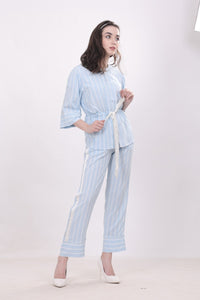 Powder Blue Cotton with satin detailing Nightwear