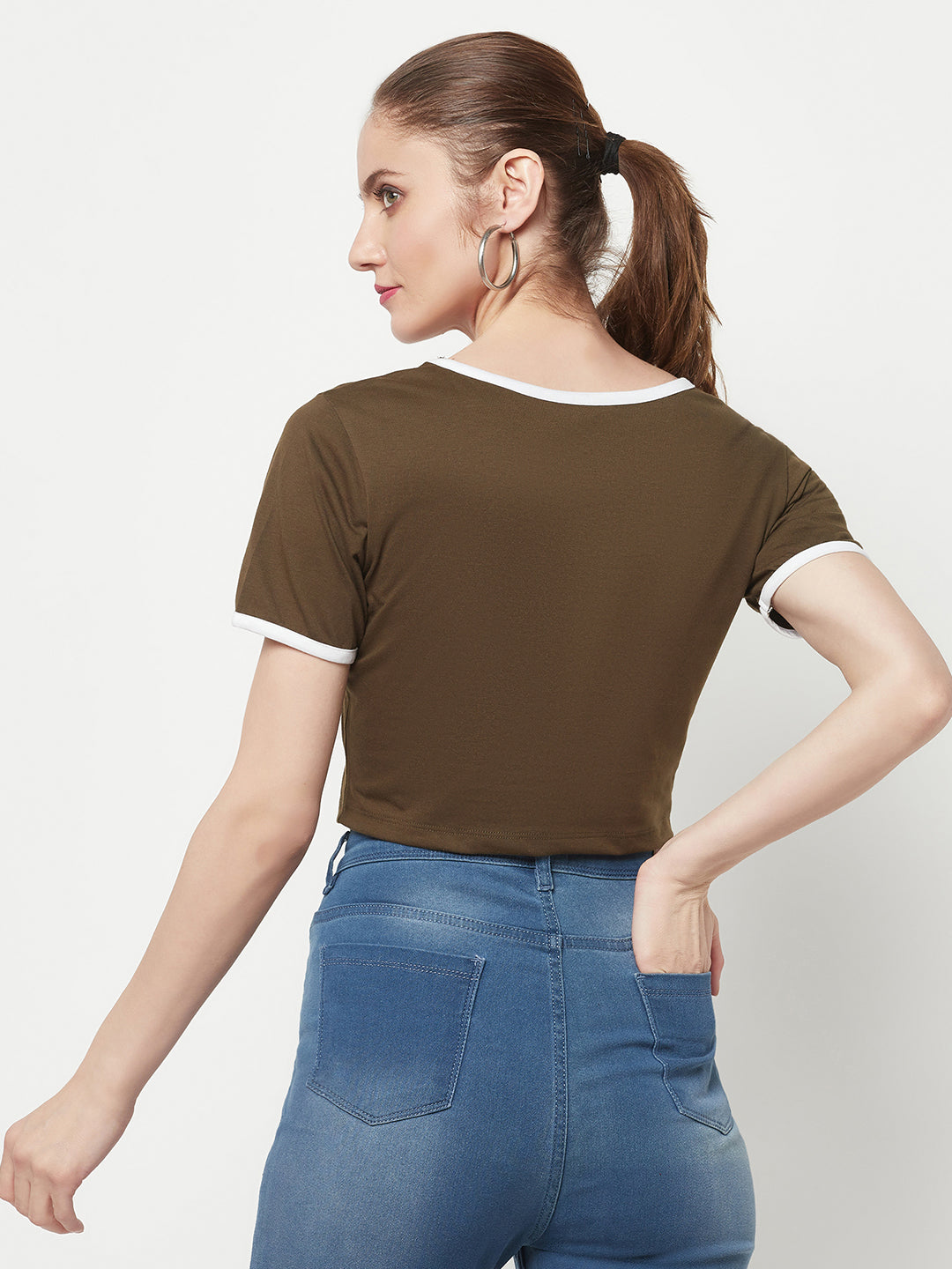 Olive Square Neck Crop Top