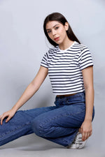 Stripped Crop T-Shirt | Women Premium Cotton Crop Top | Miazi