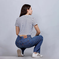 CROP TOP WHITE/BLUE STRIPES