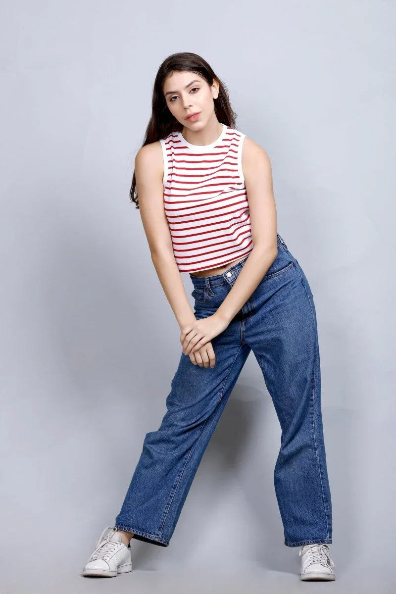 Striped Vest Style | Women Premium Cotton Crop Top | Miazi