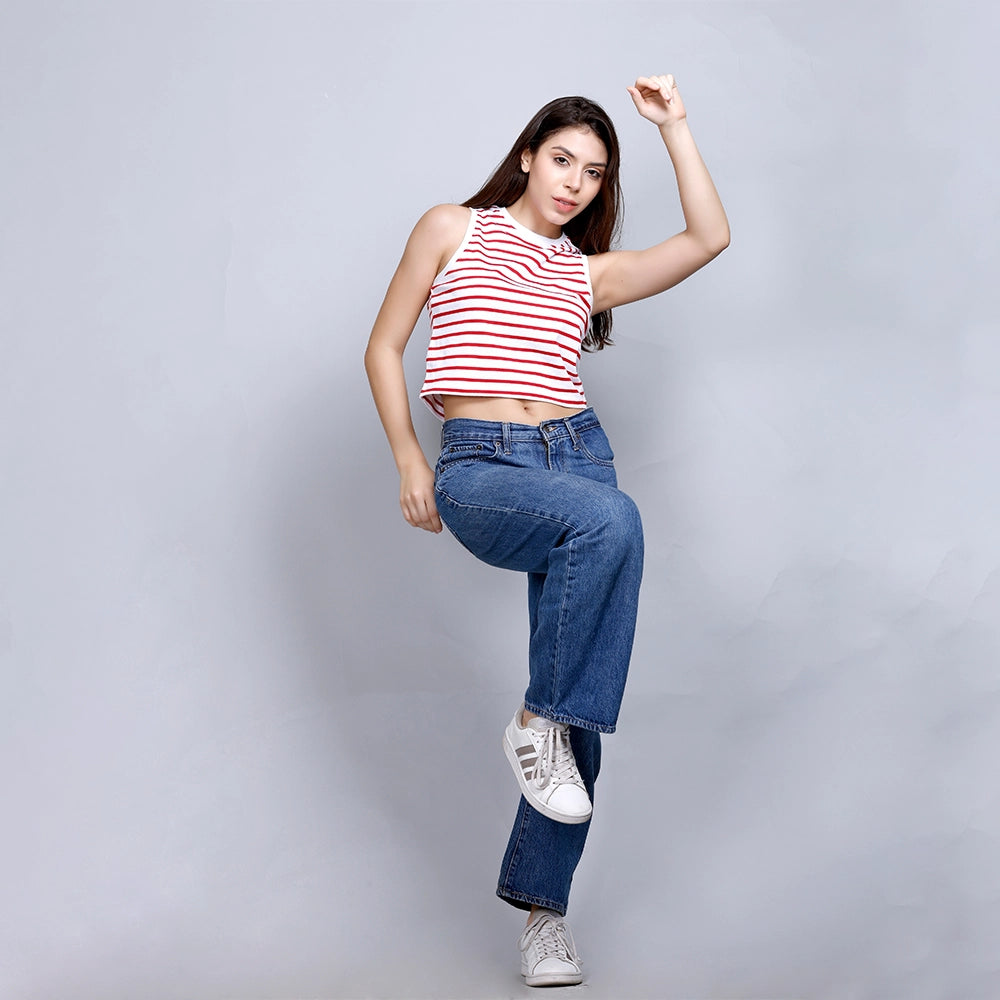 VEST TOP WHITE/RED STRIPES