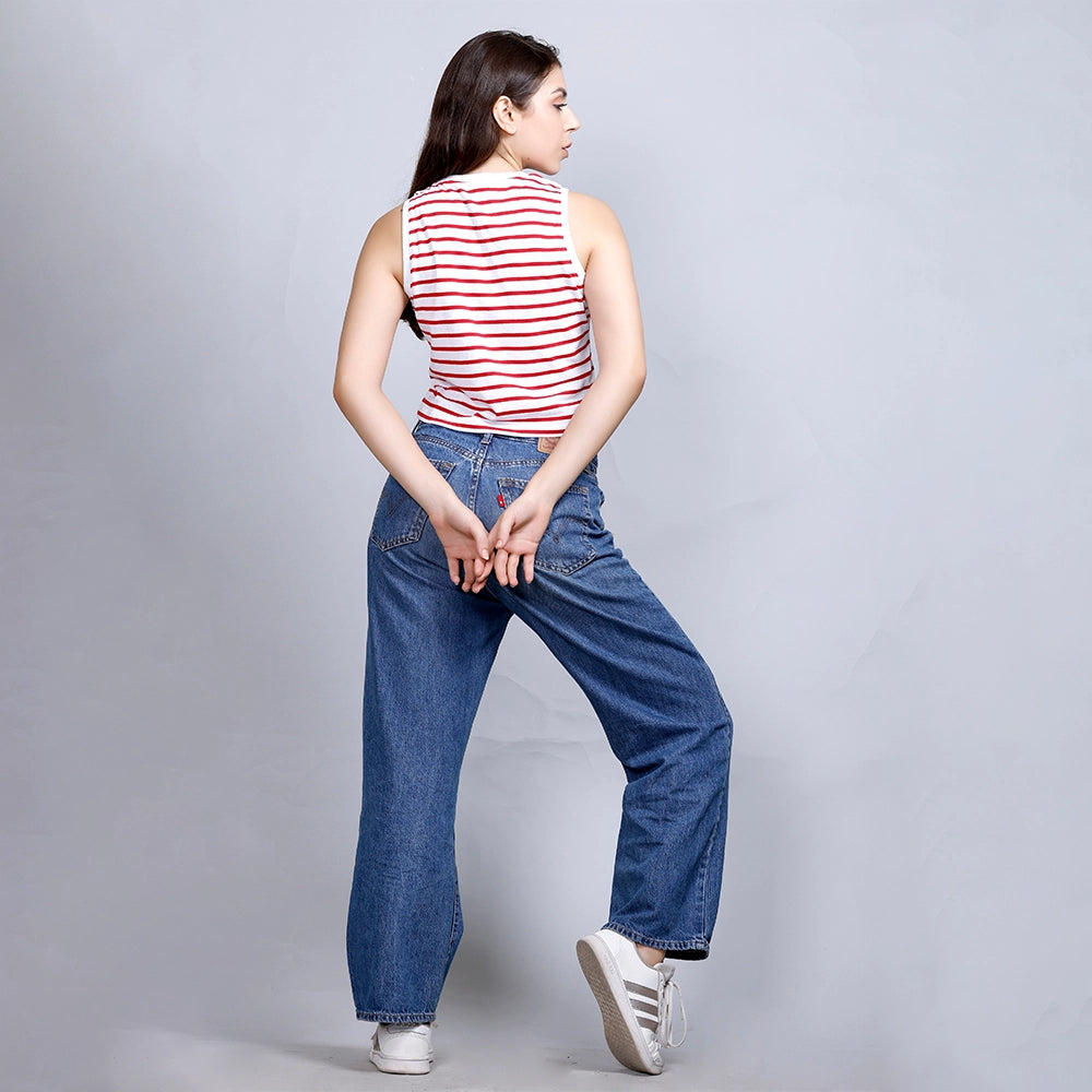 VEST TOP WHITE/RED STRIPES