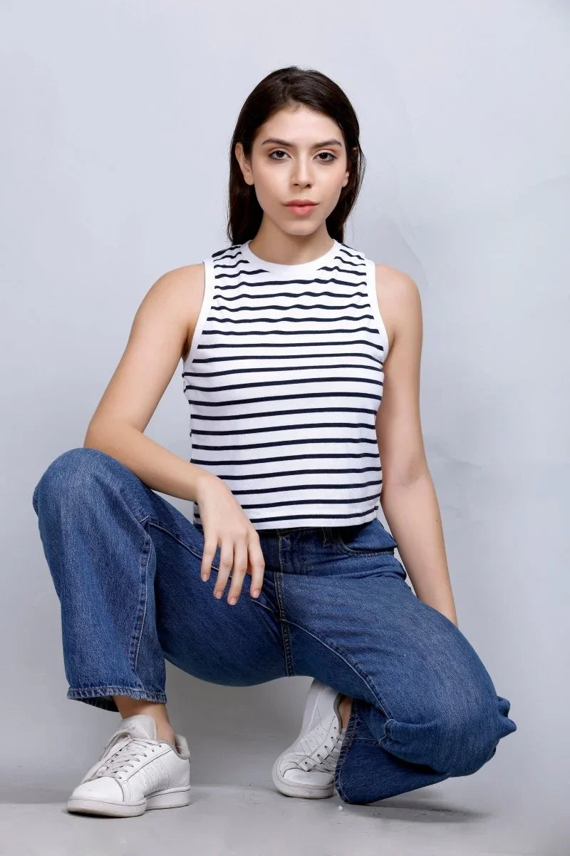 Striped Vest Style | Women Premium Cotton Crop Top | Miazi