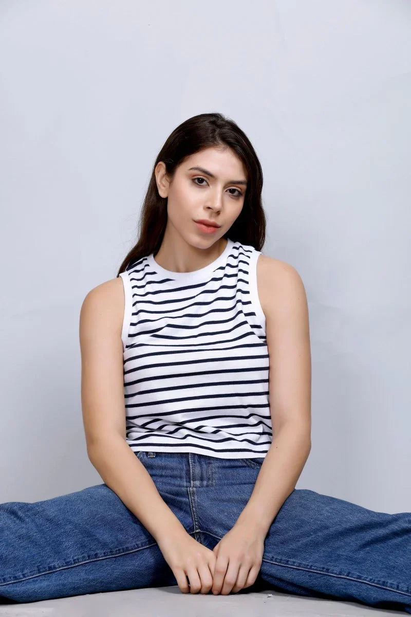 Striped Vest Style | Women Premium Cotton Crop Top | Miazi