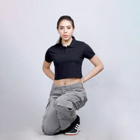 POLO CROP TOP BLACK