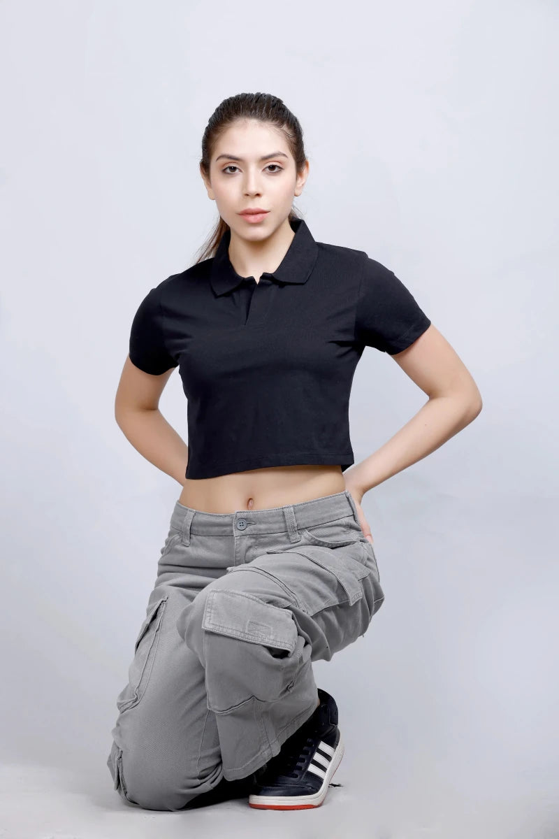 Polo Crop T-Shirt | Women Premium Cotton Crop Top | Miazi