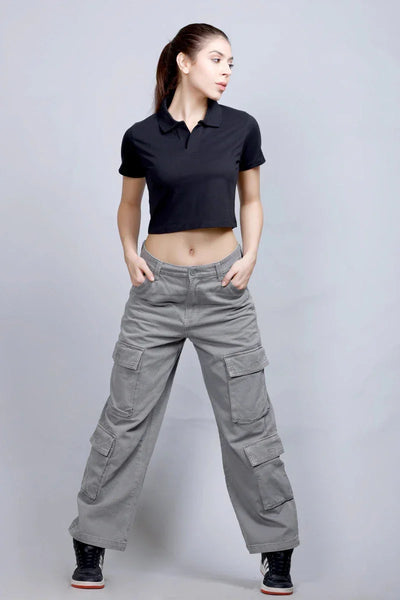 Polo Crop T-Shirt | Women Premium Cotton Crop Top | Miazi