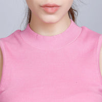 MANDARIAN RIBBED CROP TOP BUBBLE GUM PINK PKR1