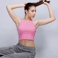 HALTER STYLE RIB TOP BUBBLE GUM PINK PKR11