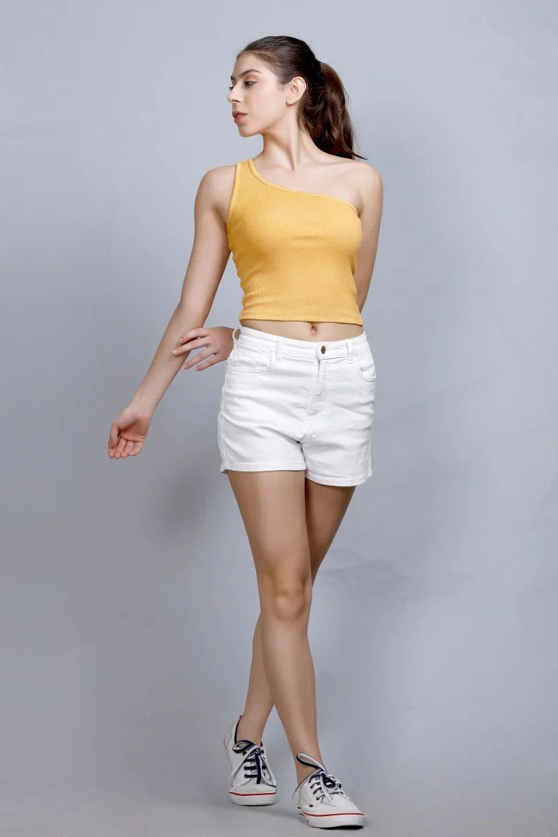 One Shoulder Top | Women Premium Cotton Rib Tops | Miazi