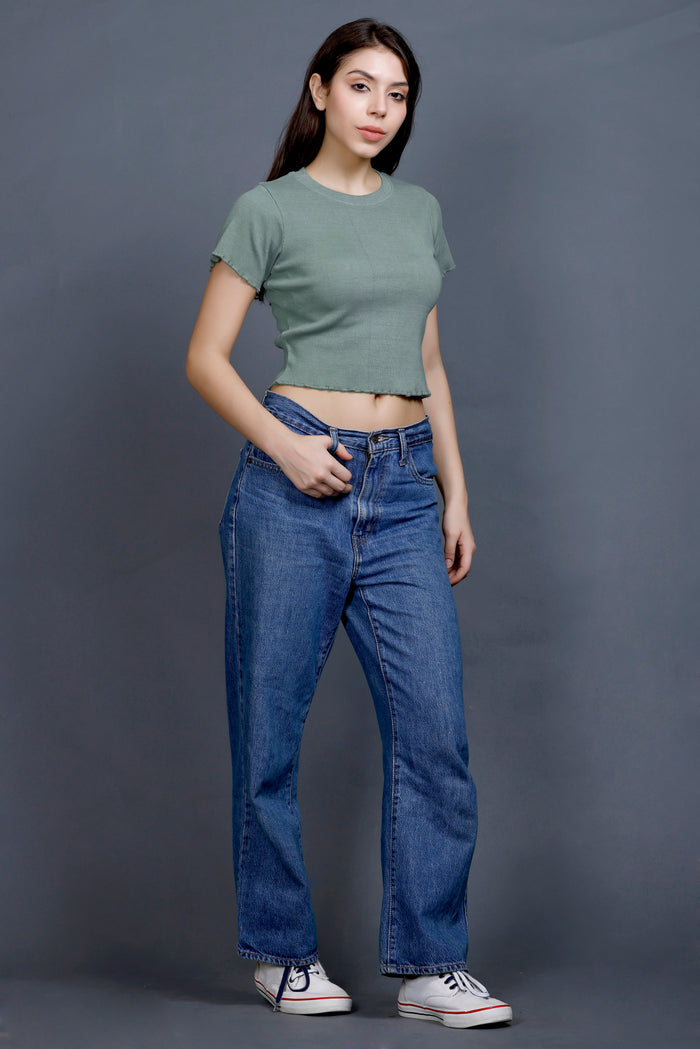 Aqua Green patterned hem