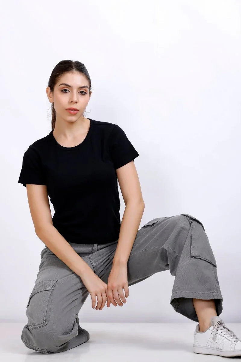 Basic Black | Women Premium Cotton Rib Tops | Miazi