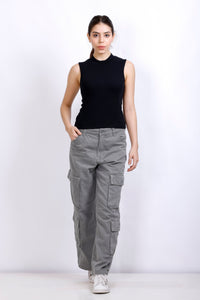 Mandarian Black/Aqua Green Rib | Women Premium Cotton Rib Tops | Miazi