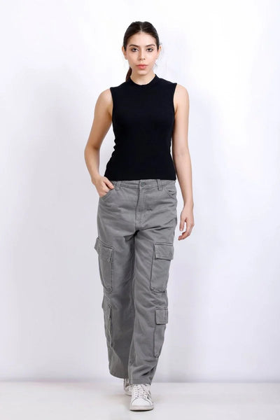 Mandarian Black/Aqua Green Rib | Women Premium Cotton Rib Tops | Miazi