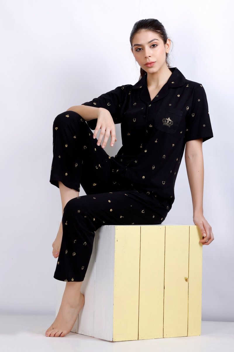 Crown Nightwear (Half Sleeve) | Women Premium Cotton Nightwear | Miazi