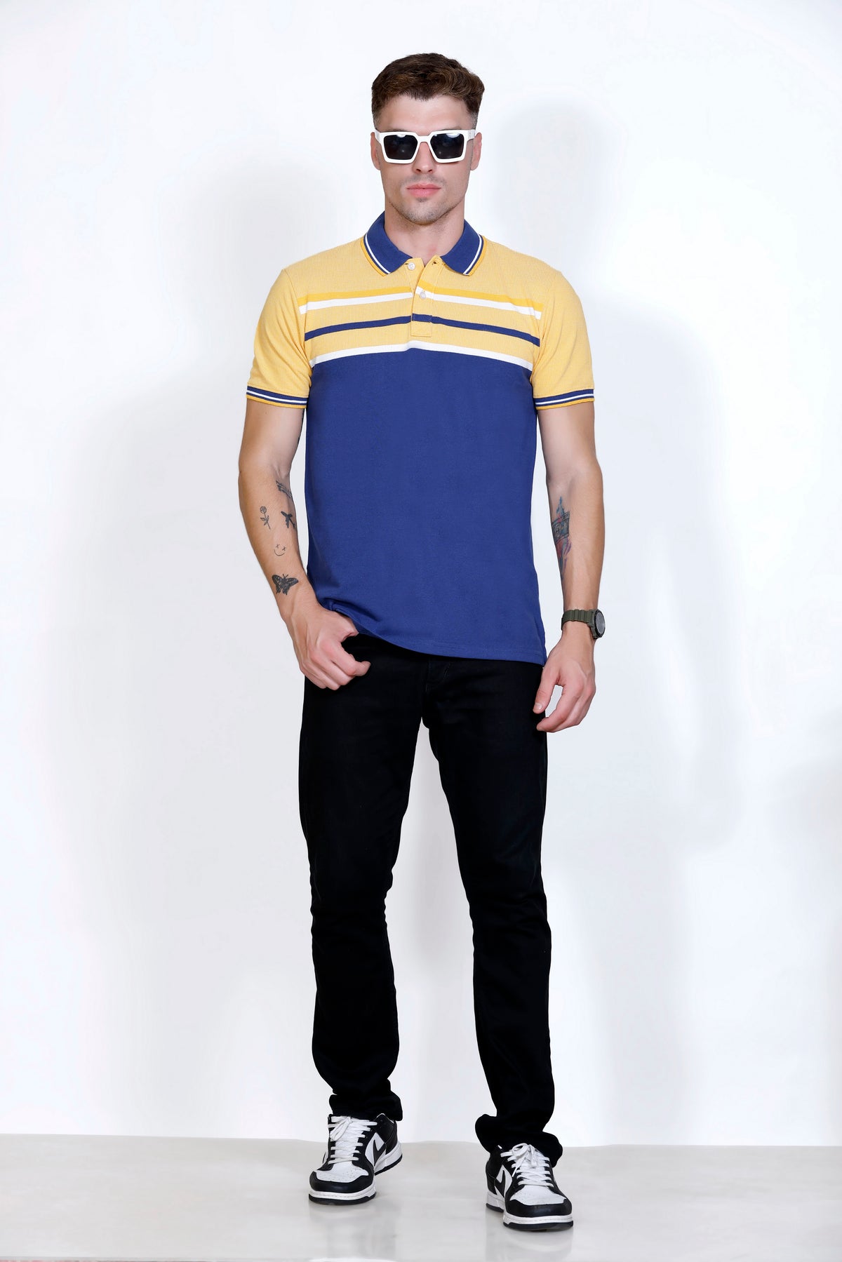 Men's Yellow/Blue stripes Polo