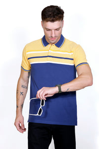 Men's Yellow/Blue stripes Polo