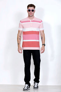 Men's Pink stripes Polo