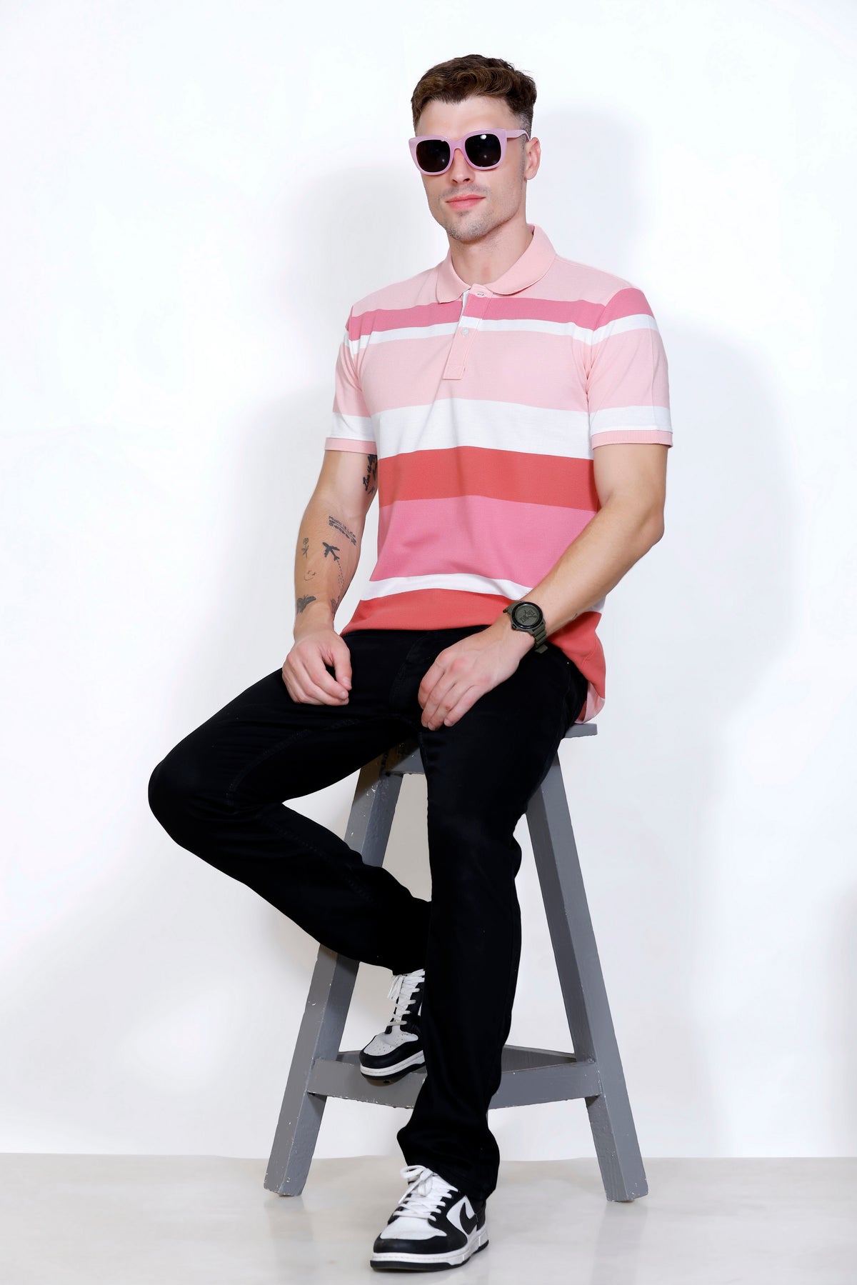 Men's Pink stripes Polo