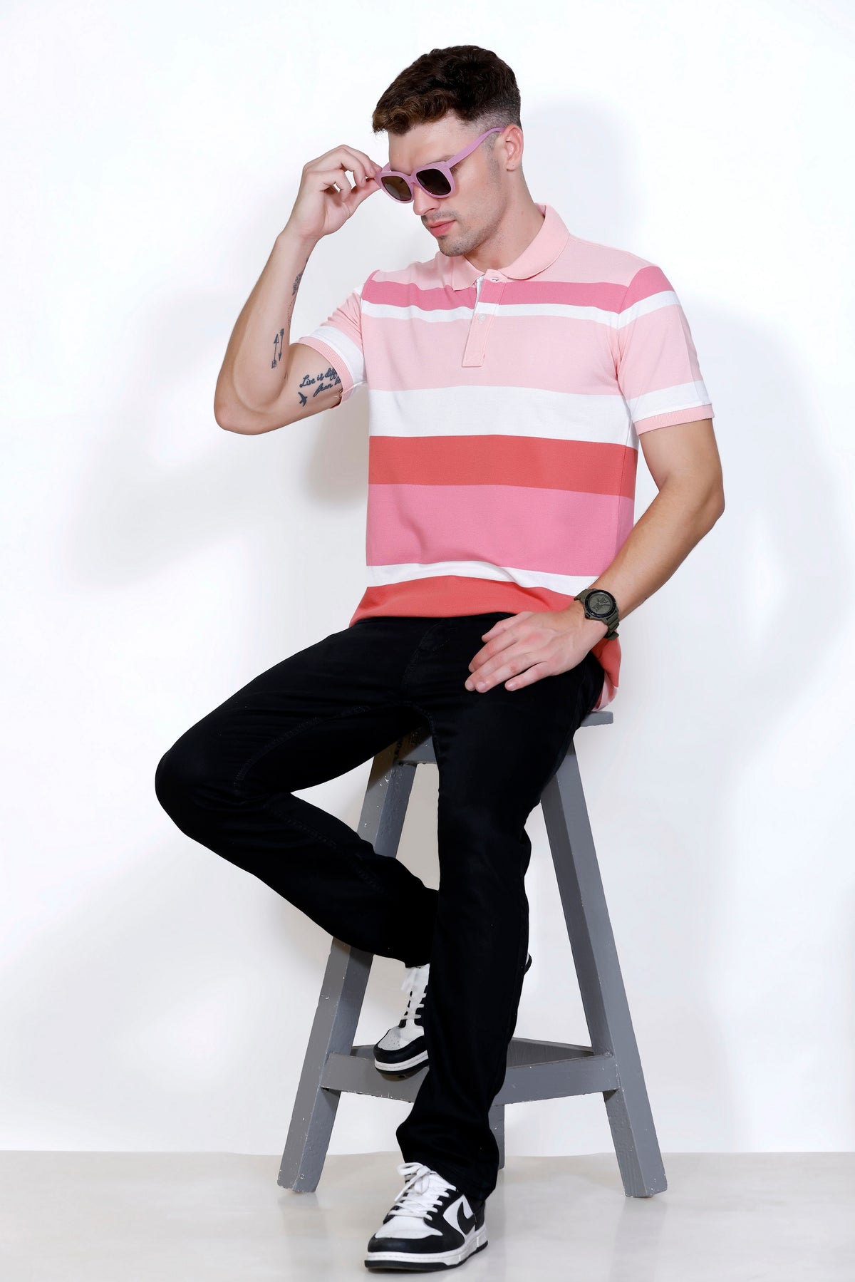 Men's Pink stripes Polo