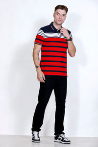 Men's Red/Navy stripes Polo