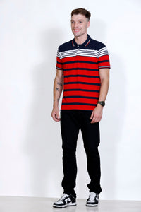 Men's Red/Navy stripes Polo