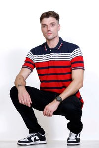 Men's Red/Navy stripes Polo