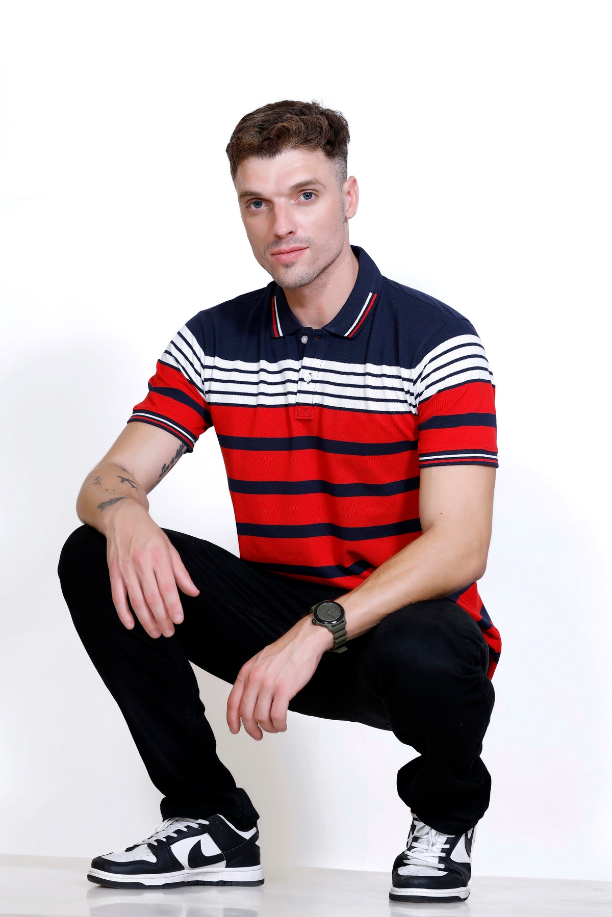 Men's Red/Navy stripes Polo