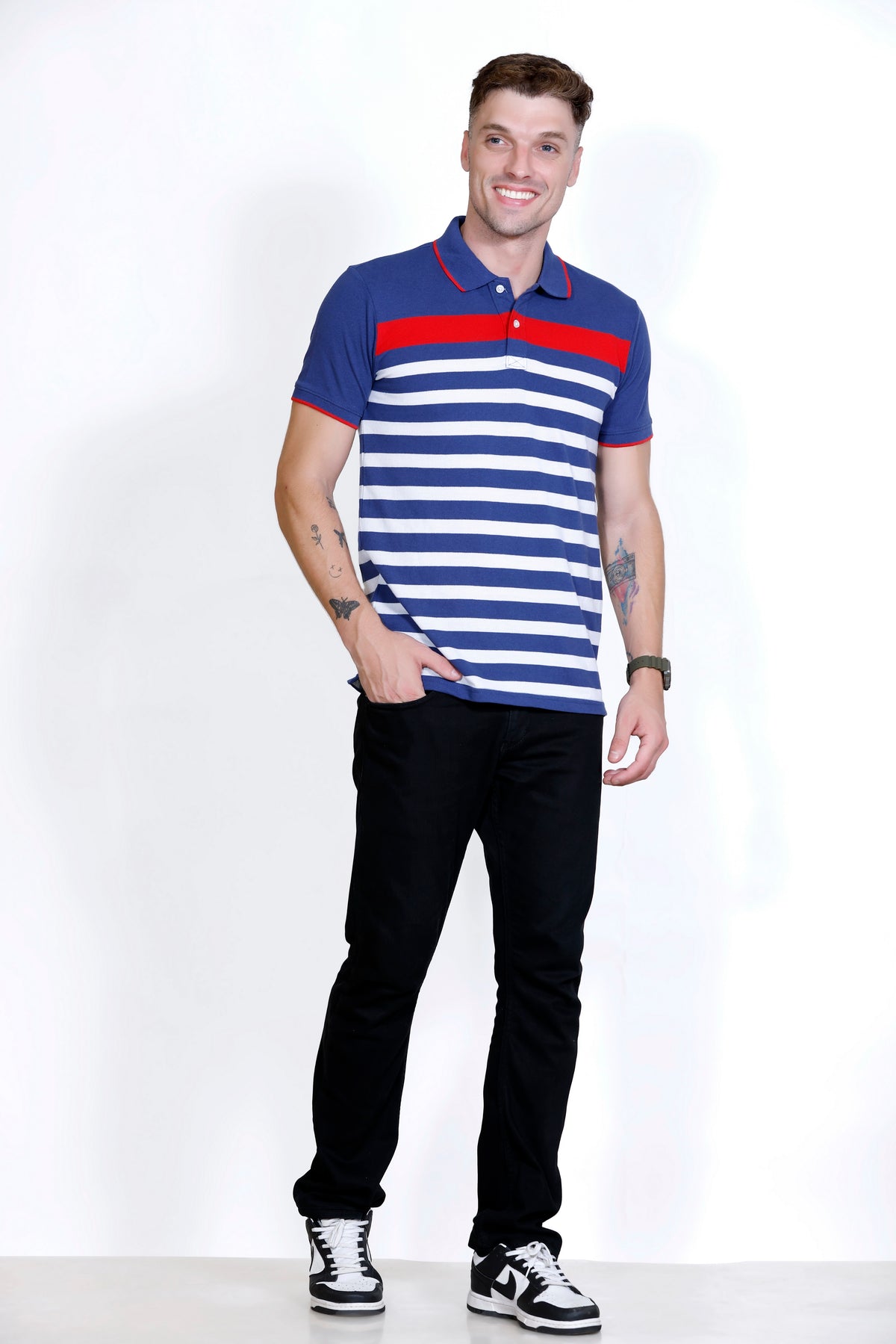 Men's Blue/White stripes Polo