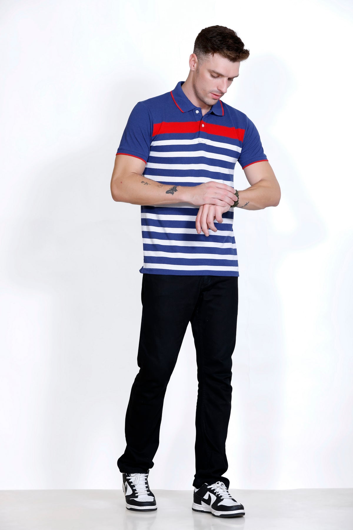 Men's Blue/White stripes Polo