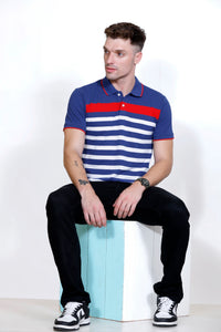 Men's Blue/White stripes Polo