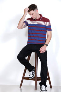 Men's Wine/Blue stripes Polo